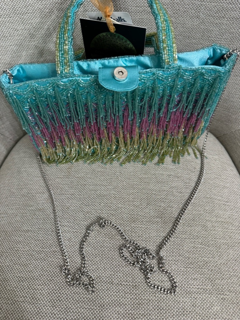 Made in India Rainbow Fringe Beaded Bag - Picture 6 of 9